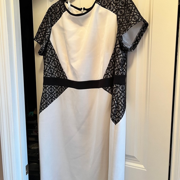 Roz & Ali Elegant Black and White Lace Midi Dress Sz 18w - Picture 4 of 8